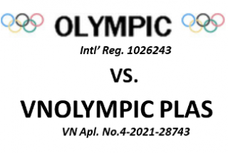 Applied-for mark “VNOLYMPIC PLAS” is being opposed